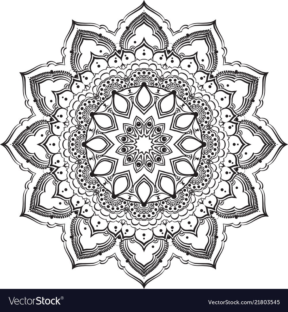 Download Drawing of floral round lace mandala Royalty Free Vector