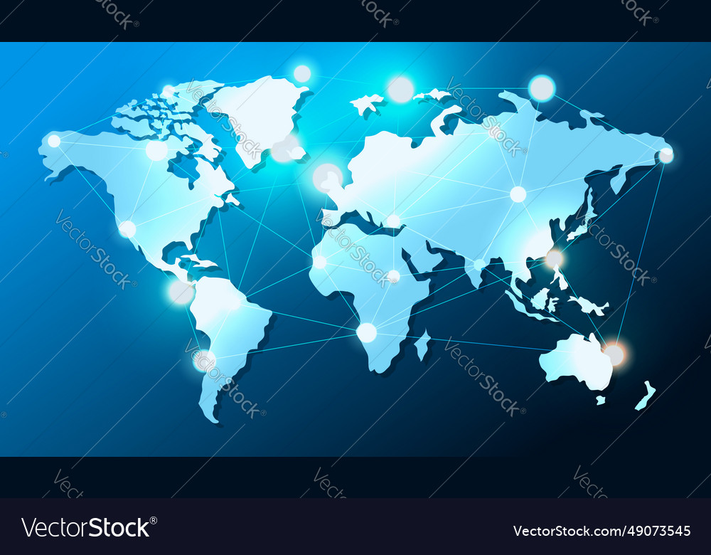 Global network map connecting the world Royalty Free Vector