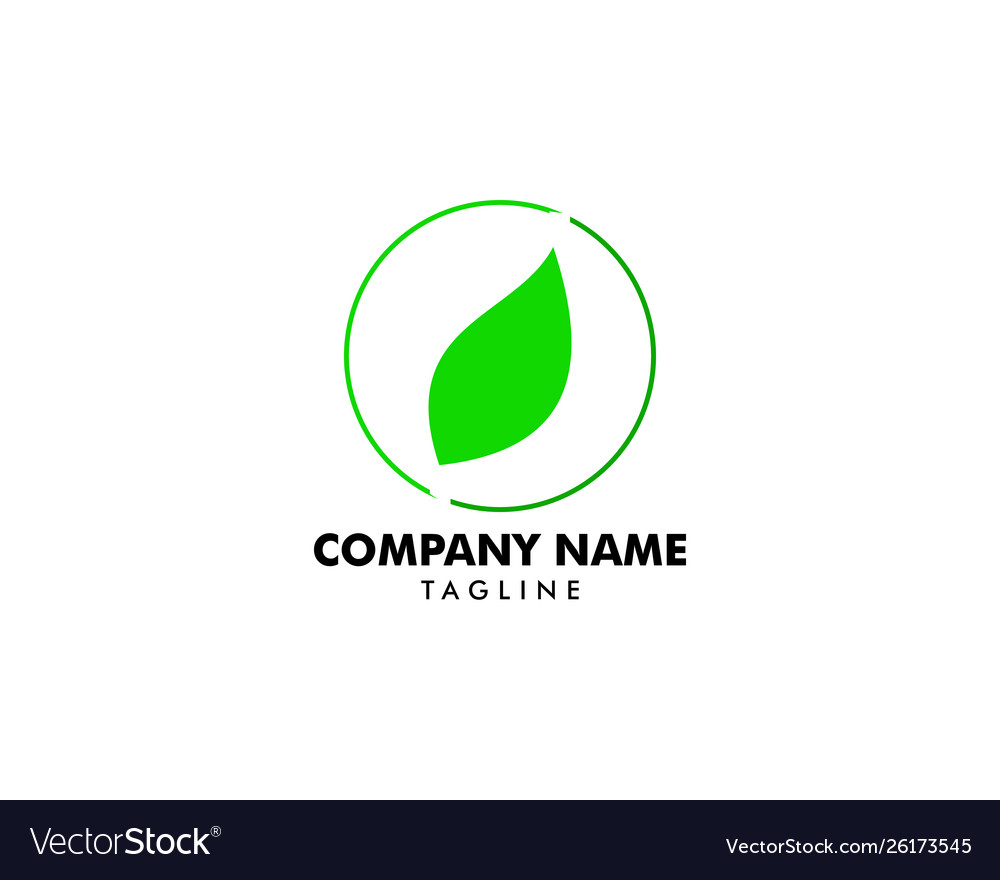 Green leaf nature circle logo template design