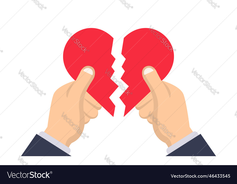 Holding broken heart in hands Royalty Free Vector Image