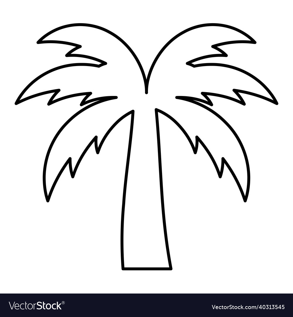 Palm Tree Silhouette Island Concept Contour Vector Image