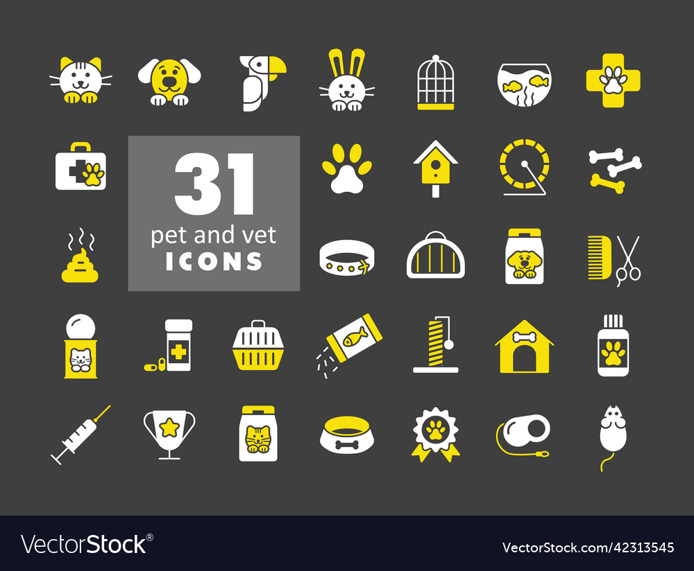 Pet and vet icon set