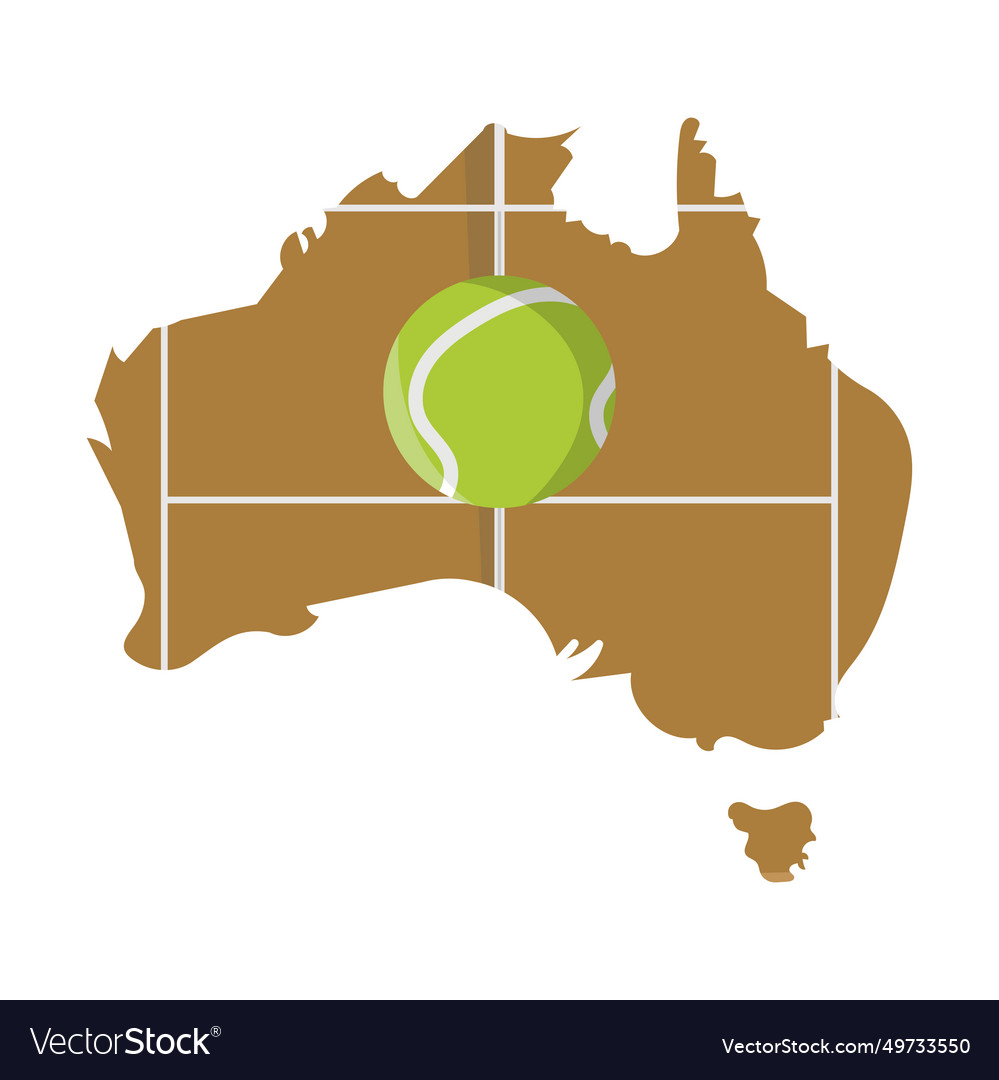 Australia tennis with a map and ball Royalty Free Vector