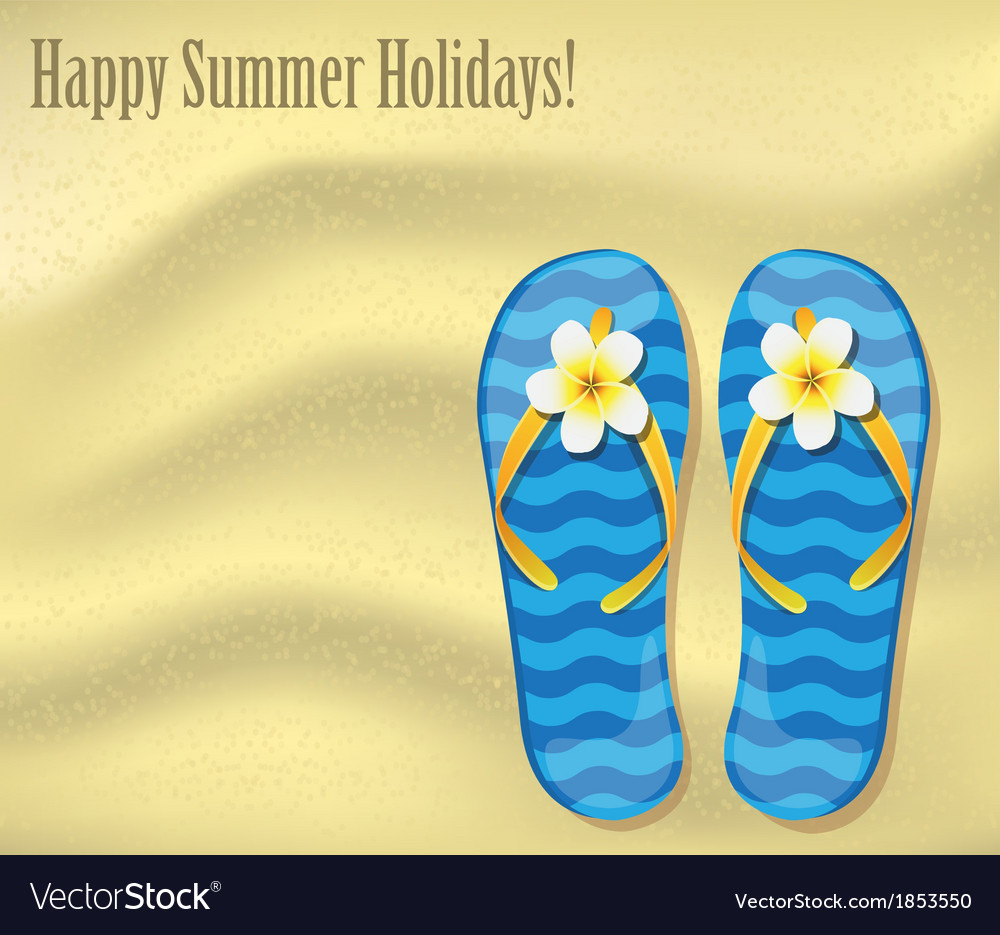 Flip-flops on the sand Royalty Free Vector Image