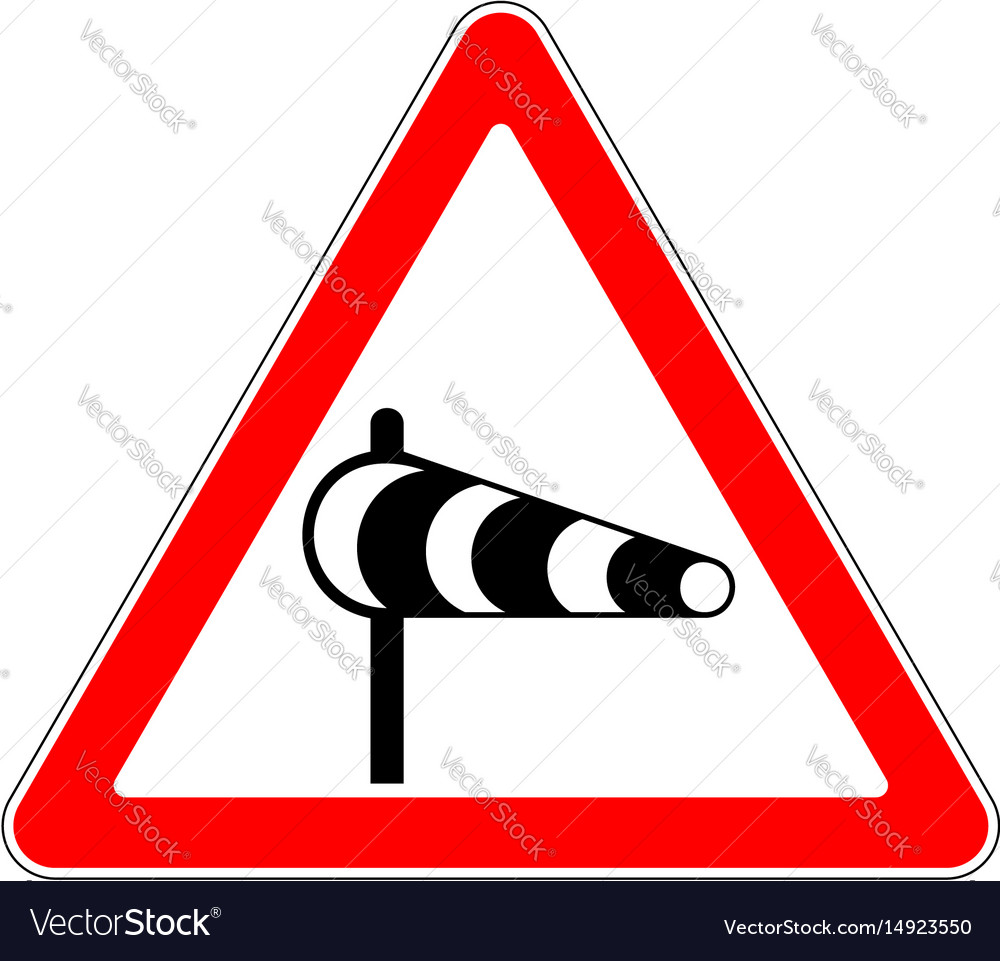 Road sign warning crosswind on white background Vector Image