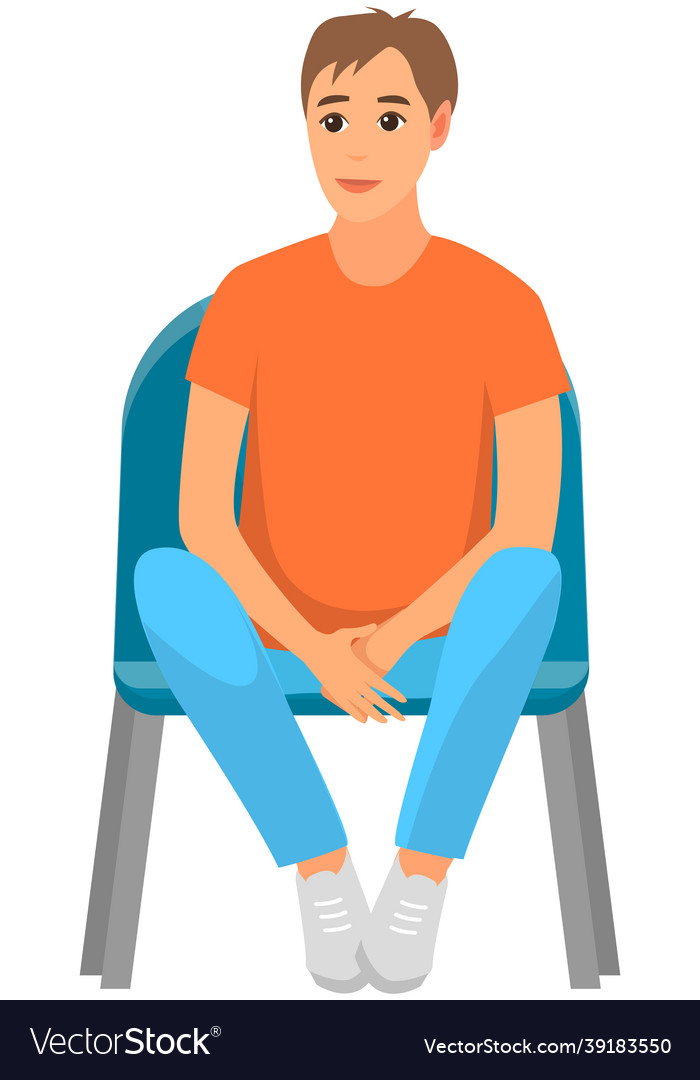 Smiling man in audience spectator sitting Vector Image