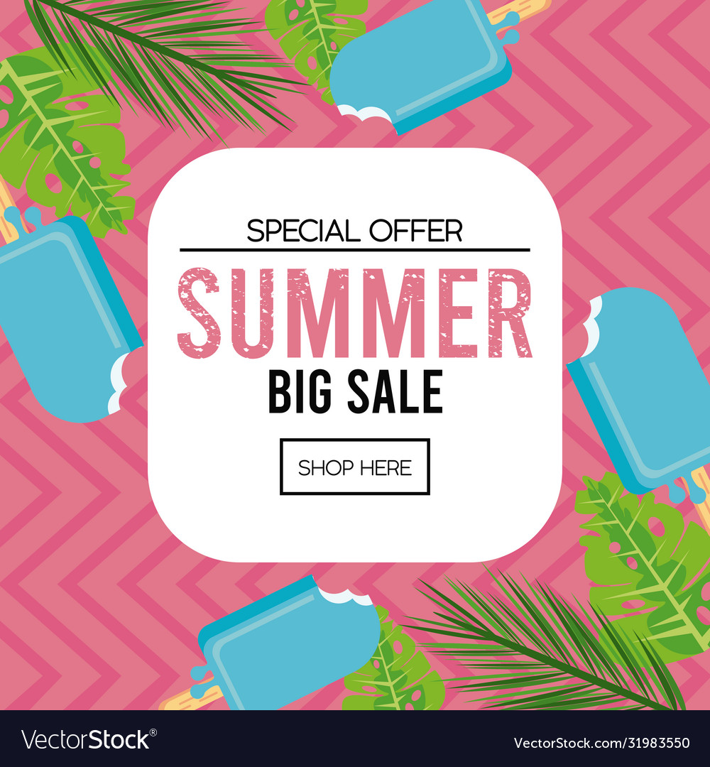 Summer holidays sale poster with square frame