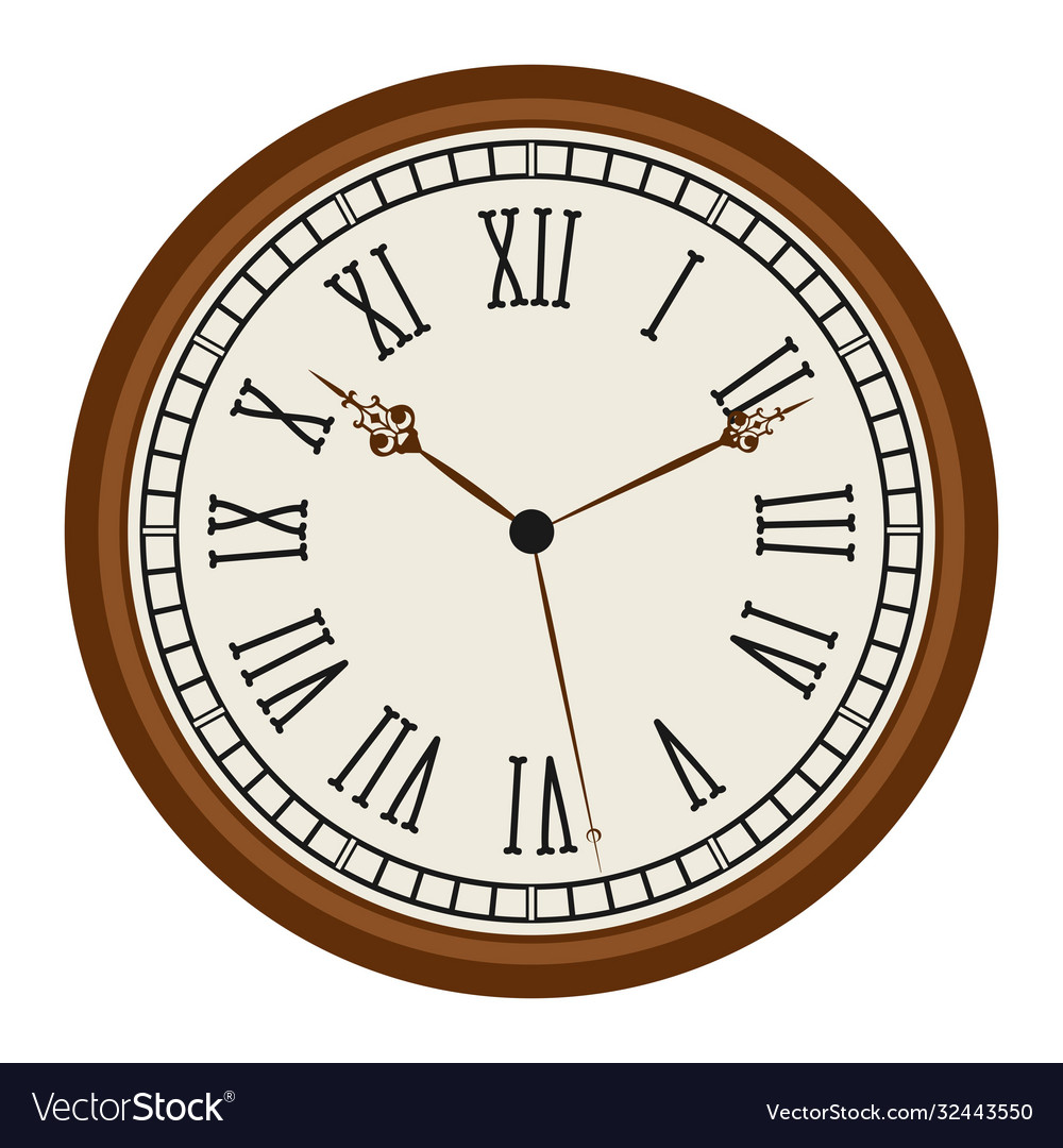 Vintage clock with roman numerals old fashion Vector Image