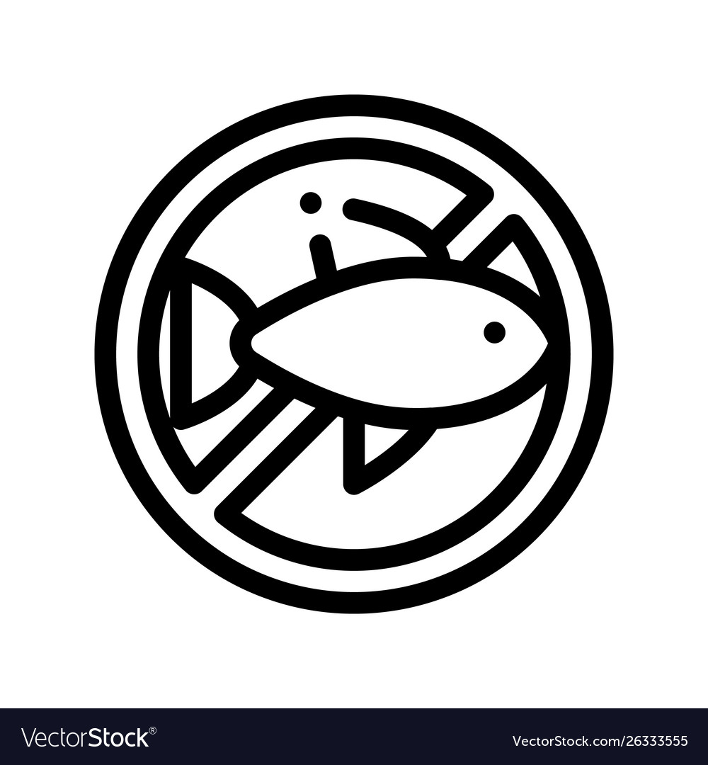 Allergen free sign fish thin line icon