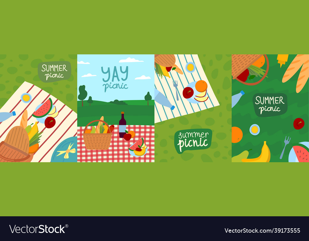 Cartoon color summer picnic concept banner poster