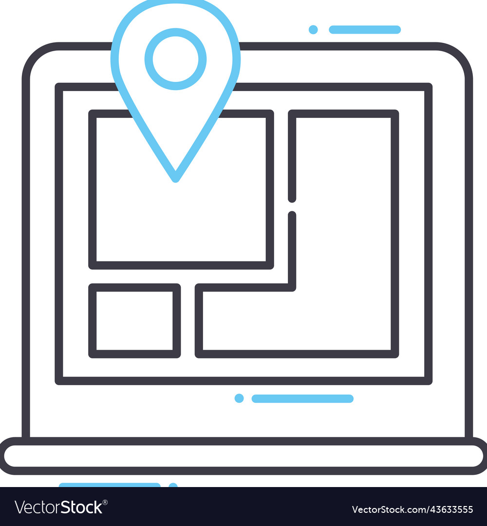 Computer map line icon outline symbol Royalty Free Vector