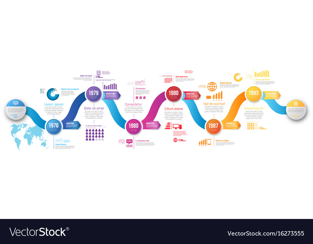 Infographics arrow timeline hystory template