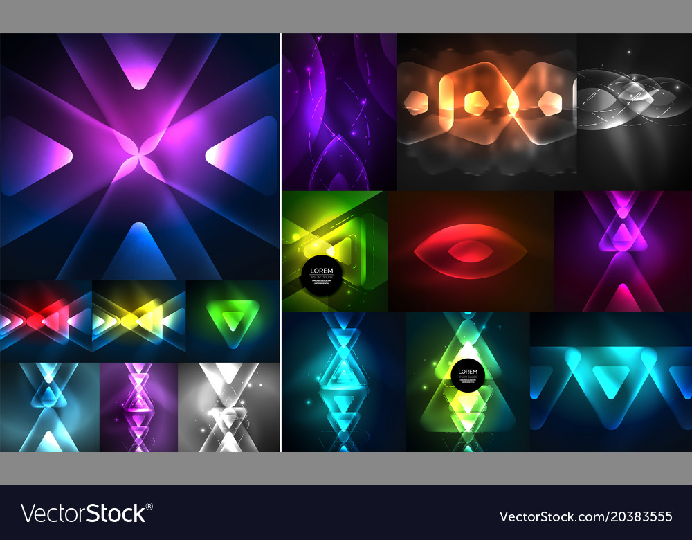 Mega collection of neon abstract shape backgrounds