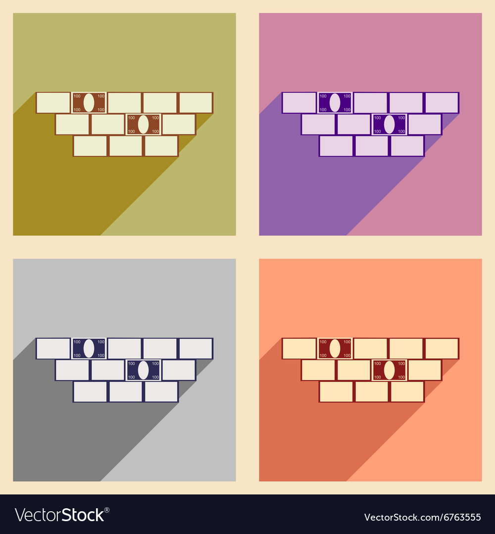 Modern collection flat icons with shadow