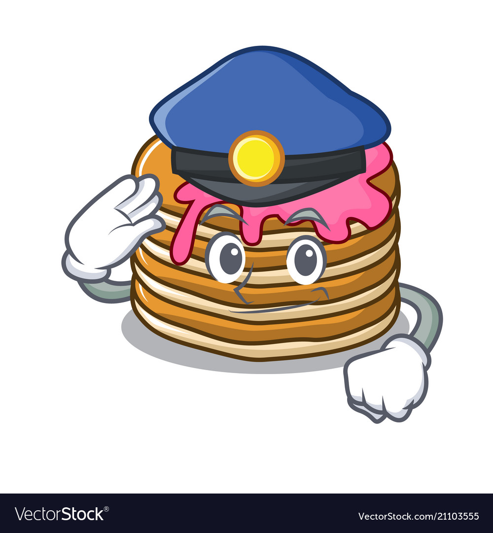 Police pancake with strawberry character cartoon