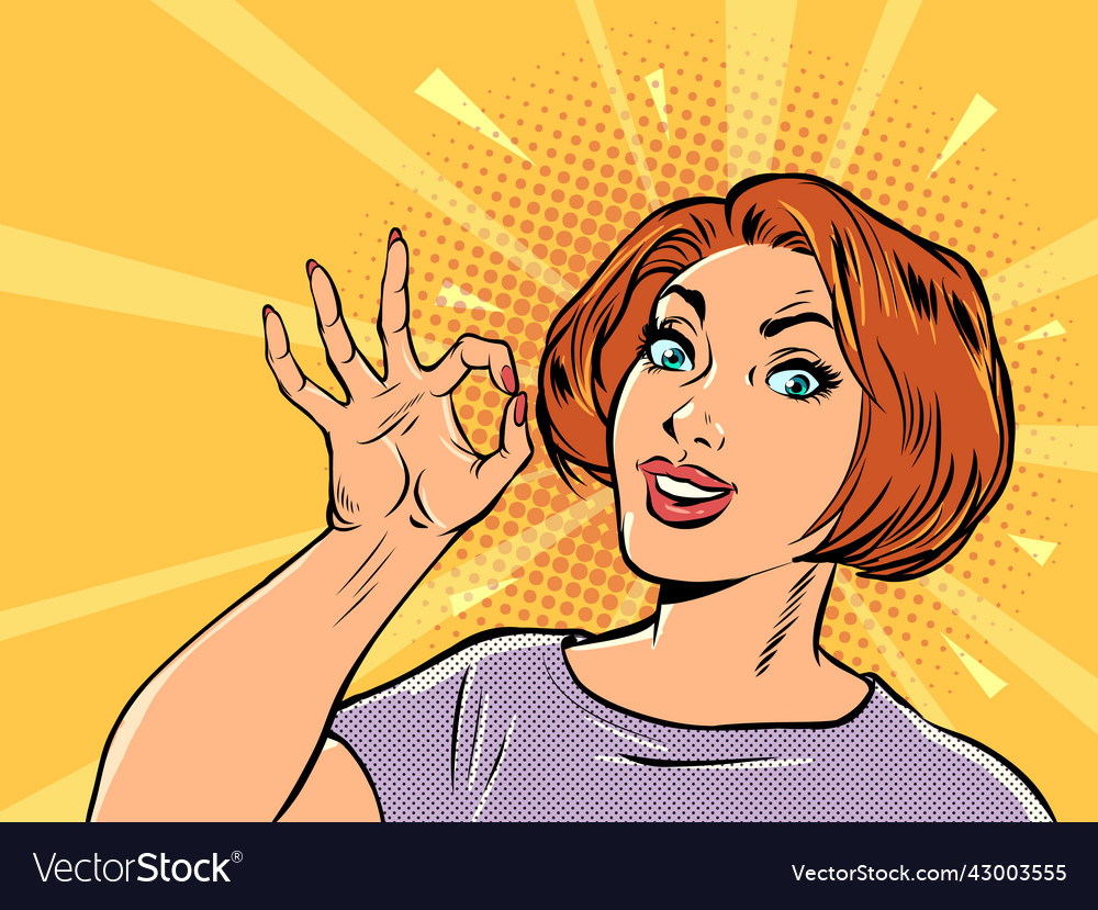 Woman businesswoman ok gesture quality Royalty Free Vector