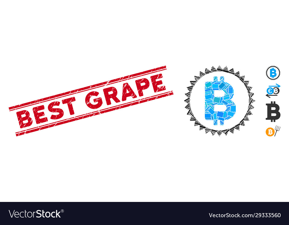 Bitcoin medal coin mosaic and distress best grape