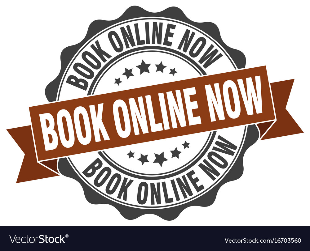 Book online now stamp sign seal