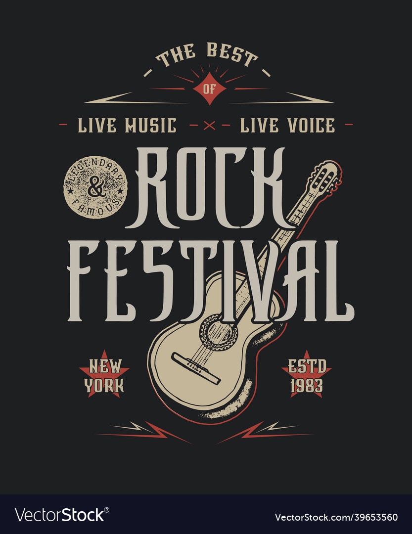 Craft vintage design of print rock festival Vector Image