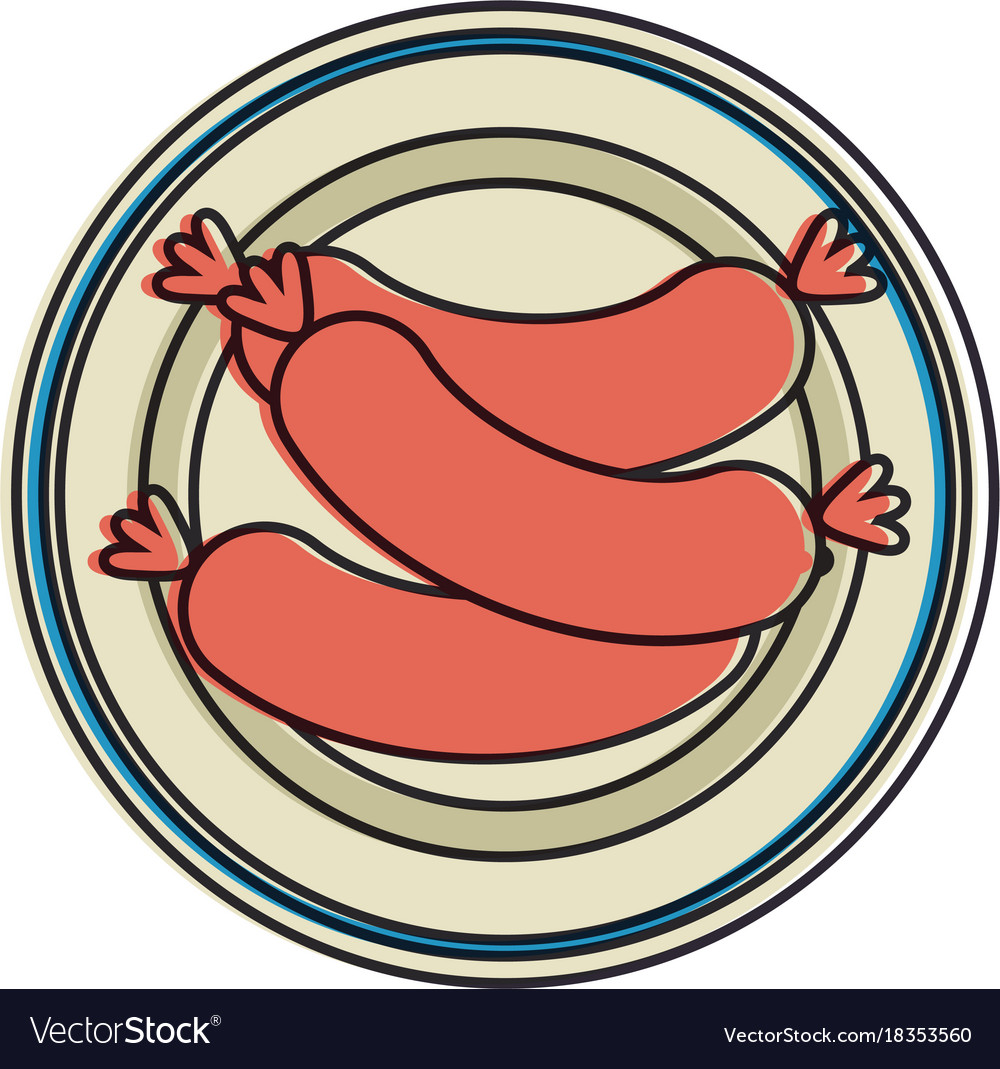 Dish With Delicious Sausages Royalty Free Vector Image 6862