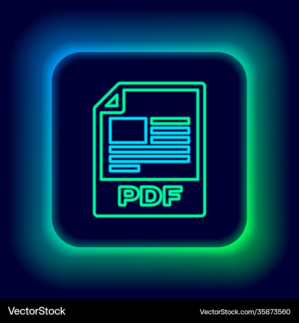 Glowing neon line pdf file document download pdf Vector Image