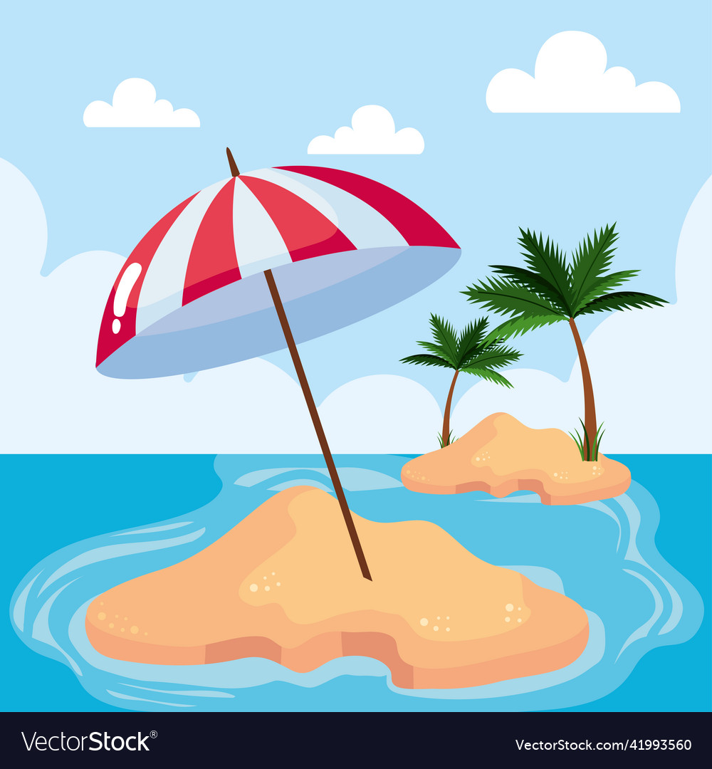 Island and umbrella Royalty Free Vector Image - VectorStock