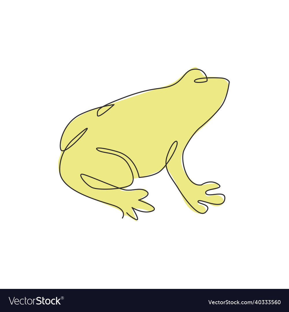 One single line drawing of cute frog for company