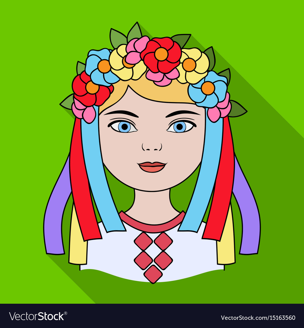 Ukrainian Race Single Icon In Flat Style Vector Image