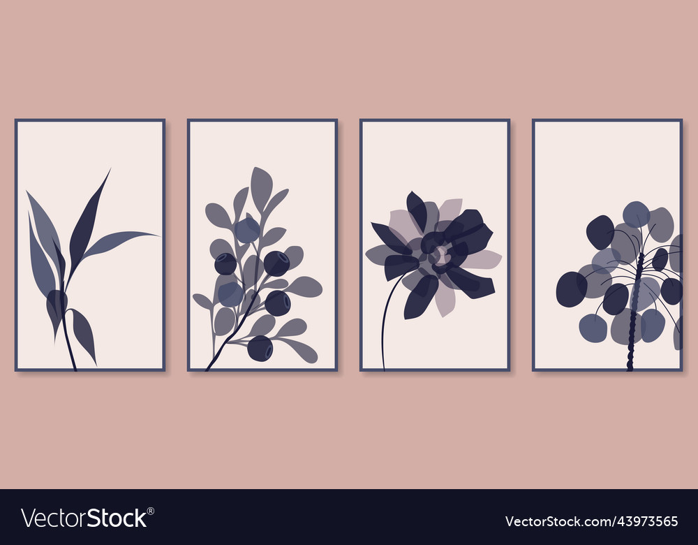 Abstract Botanical Wall Art Set Royalty Free Vector Image