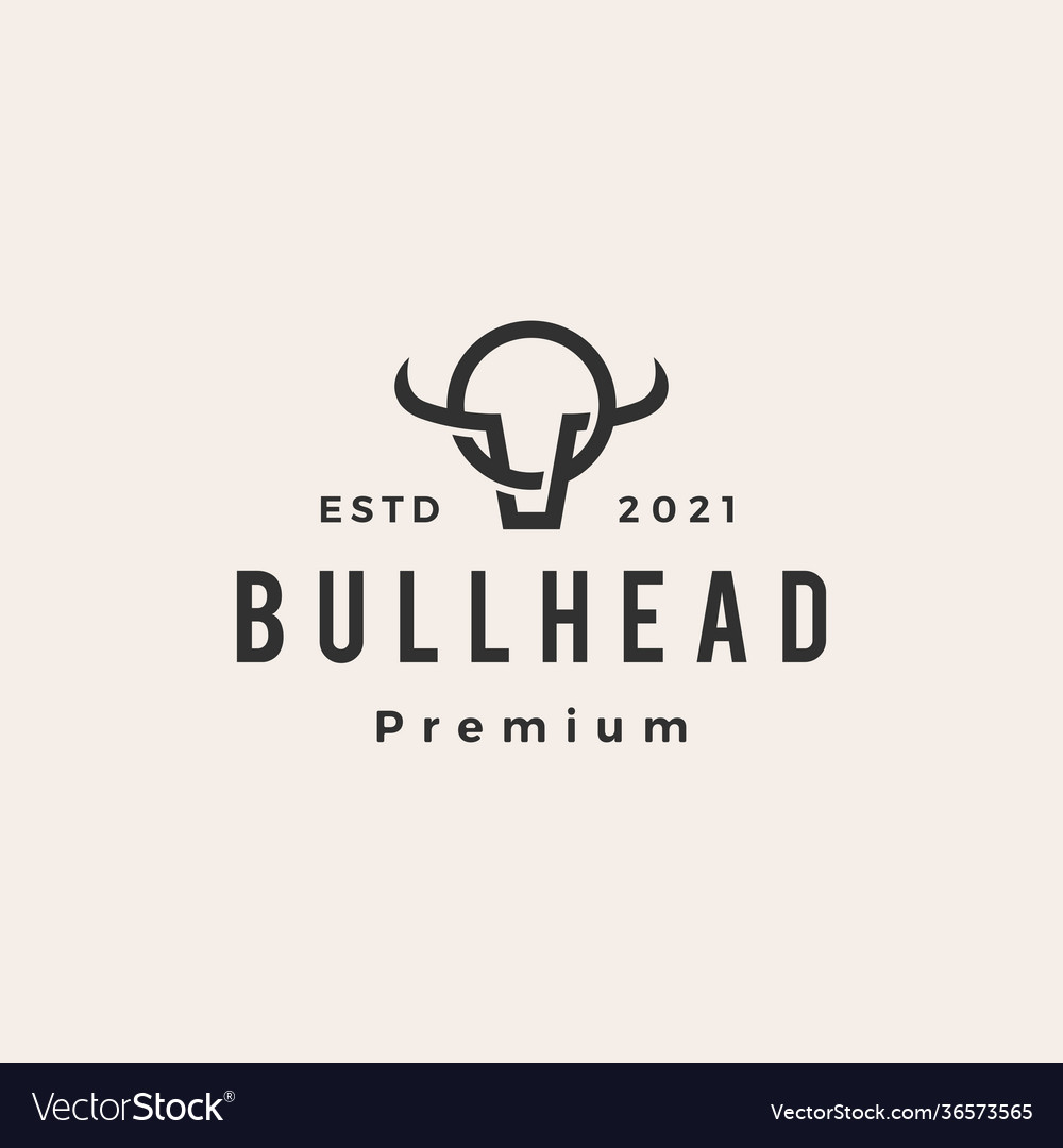 Bull head hipster vintage logo icon