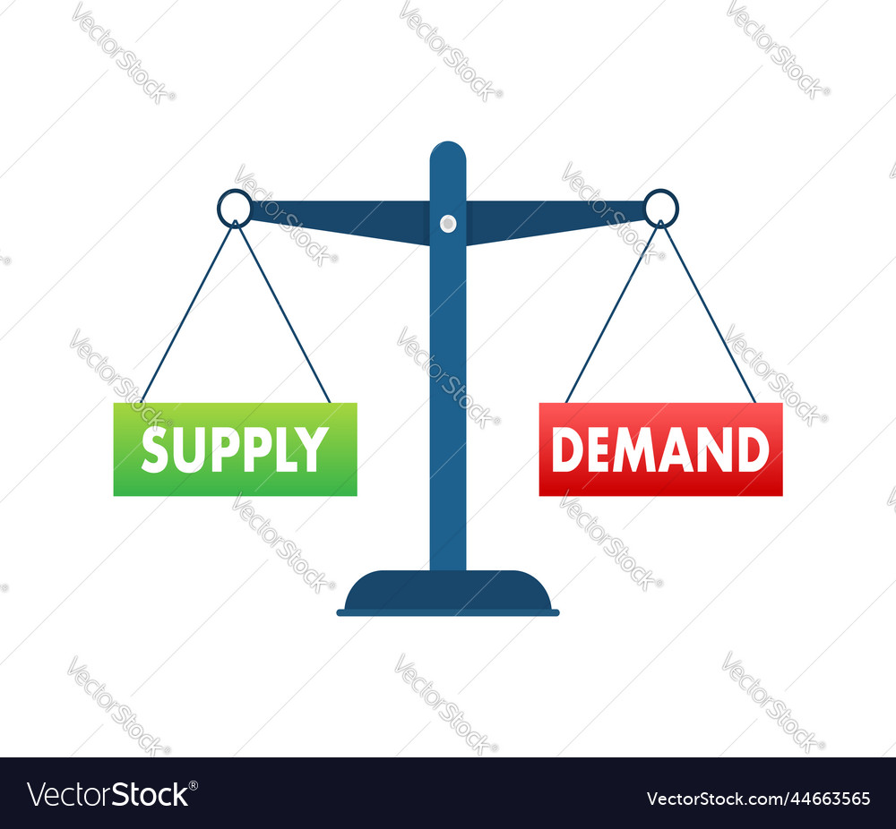 Demand And Supply Balance On The Scale Business Vector Image Demand And Supply Balance On The Scale Business Vector Image