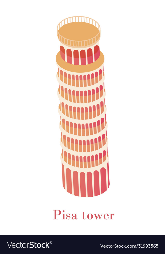 Leaning tower pisa isometric old italian