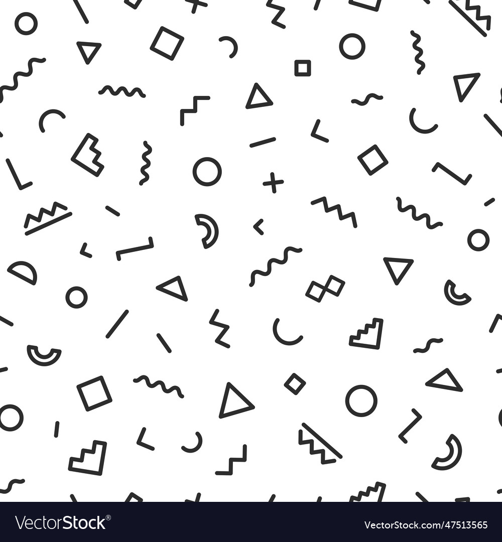 Memphis seamless pattern black color consisting Vector Image