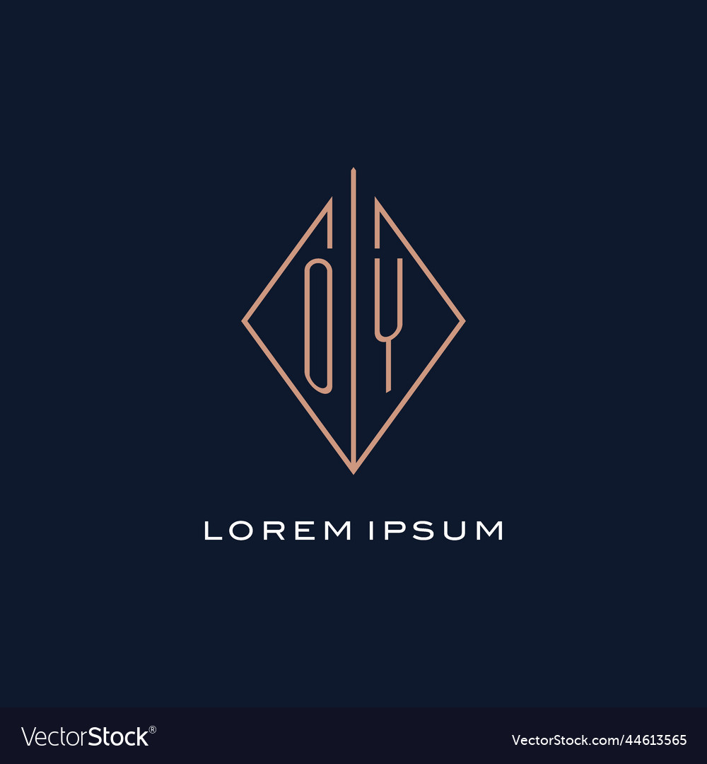 Monogram oy logo with diamond rhombus style Vector Image
