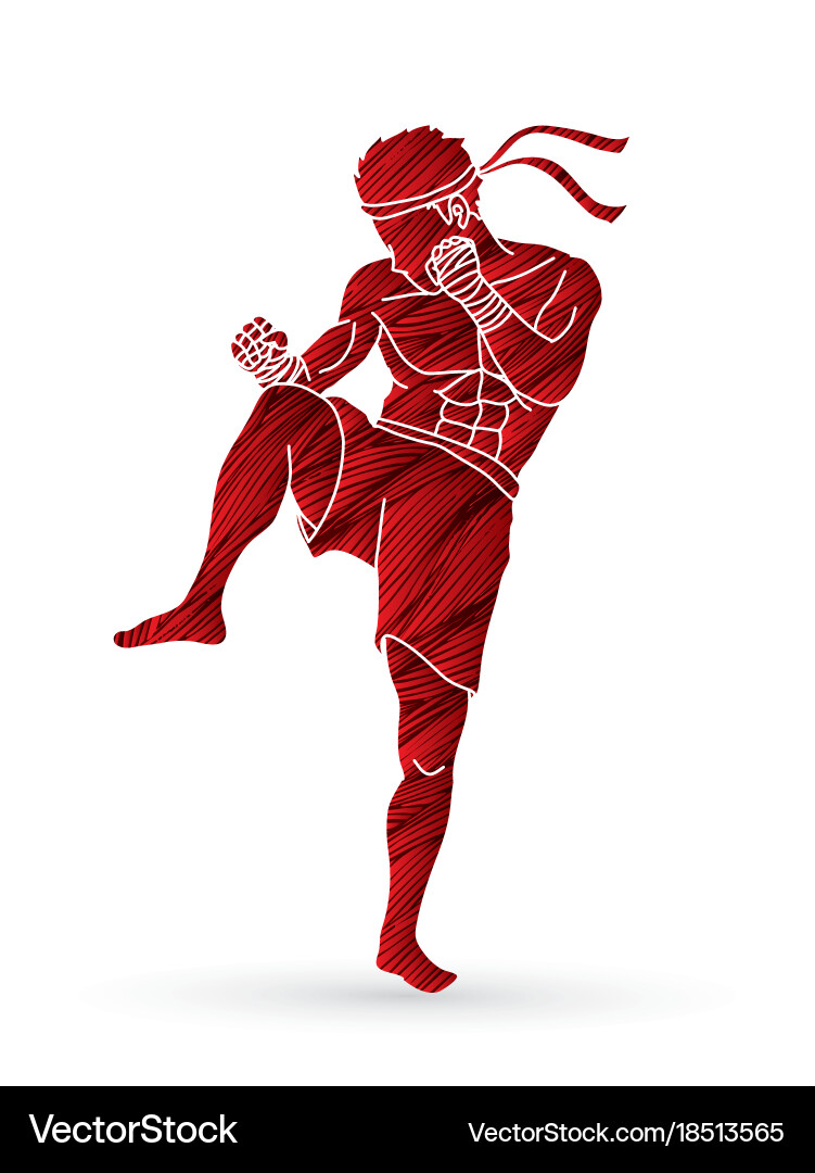 Muay Thai Thai Boxing Standing Ready To Fight Vector Image