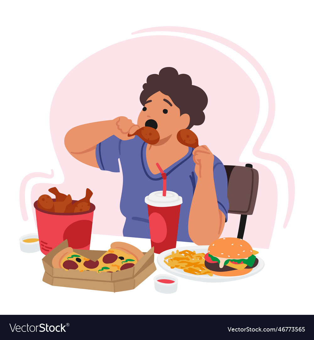 Obsessive Eating Disorder Struggles With Her Vector Image 2575