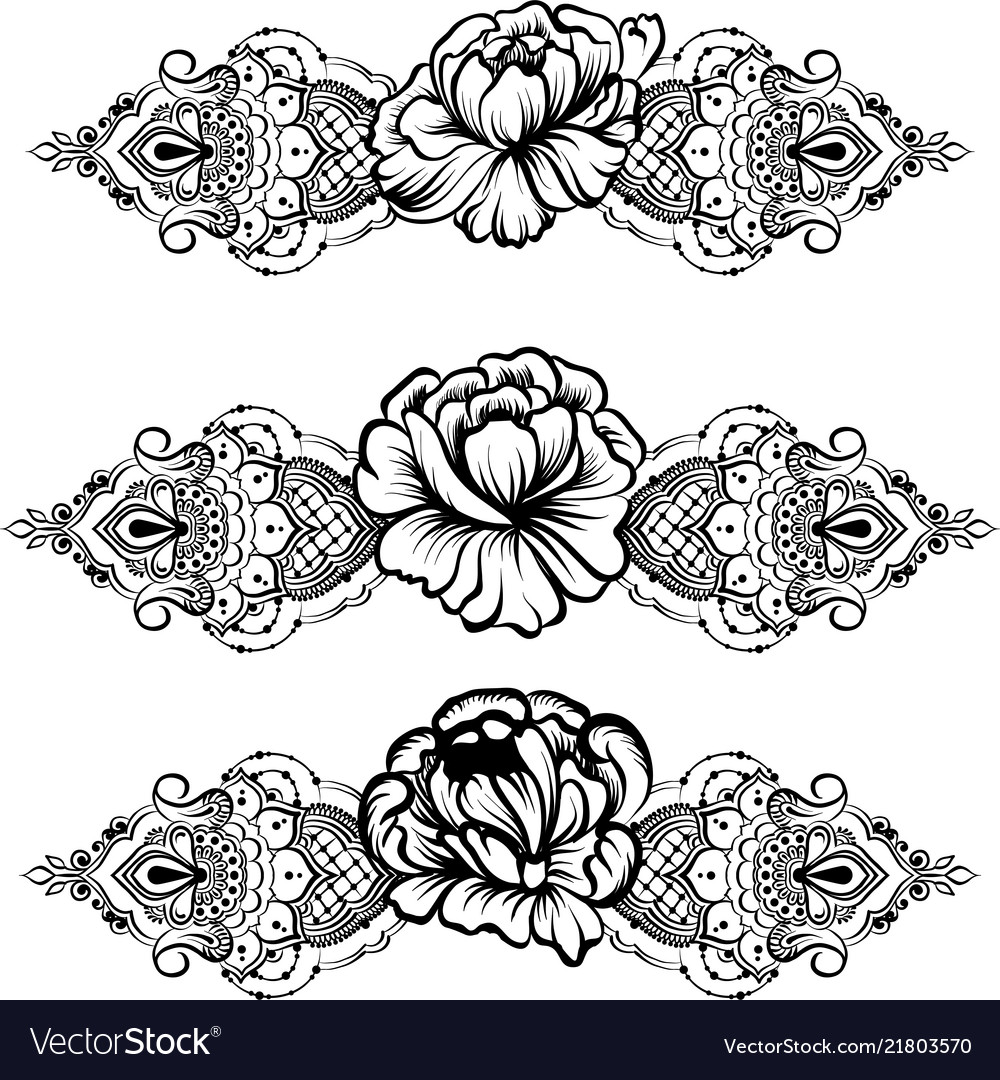 Drawing of ethnic indian line art border