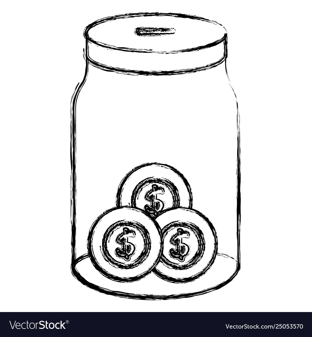 Glass jar with coins money