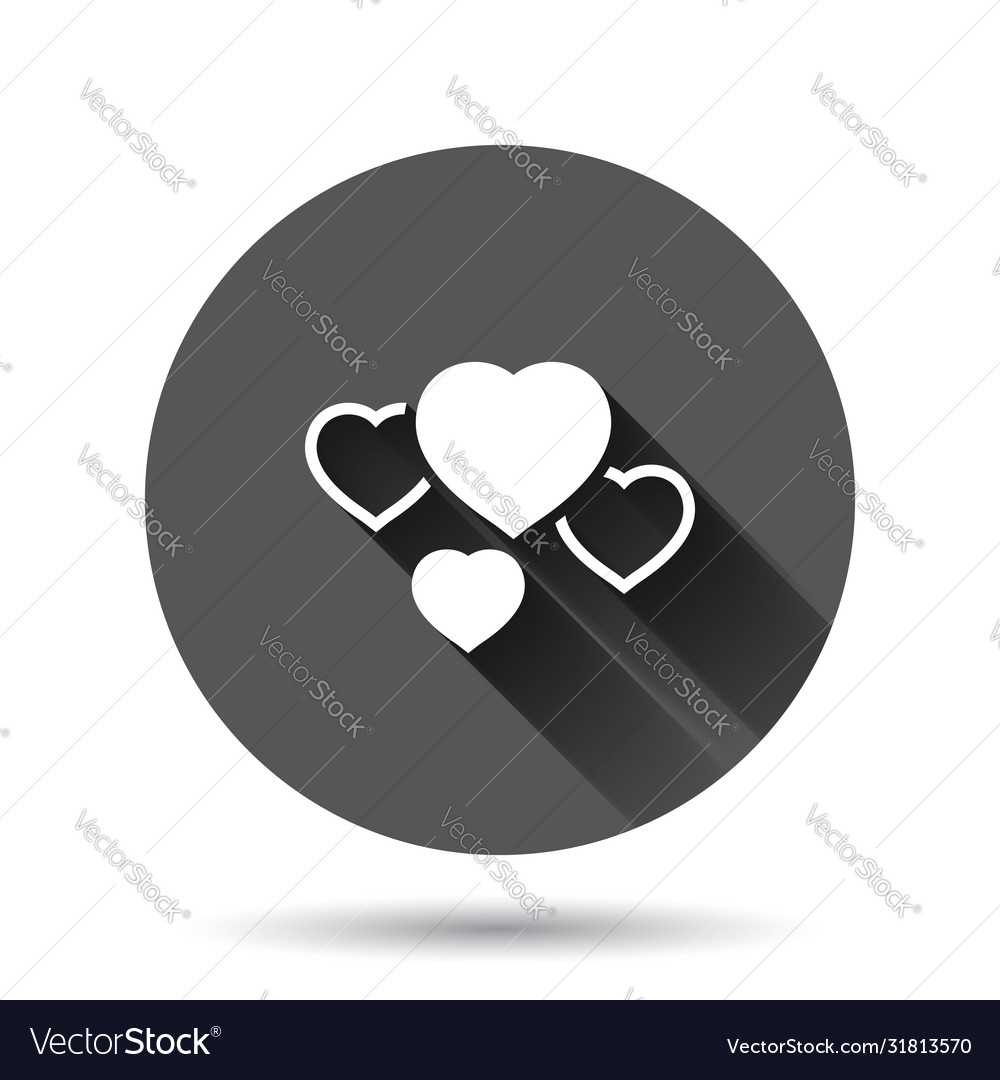 Heart icon in flat style love on black round