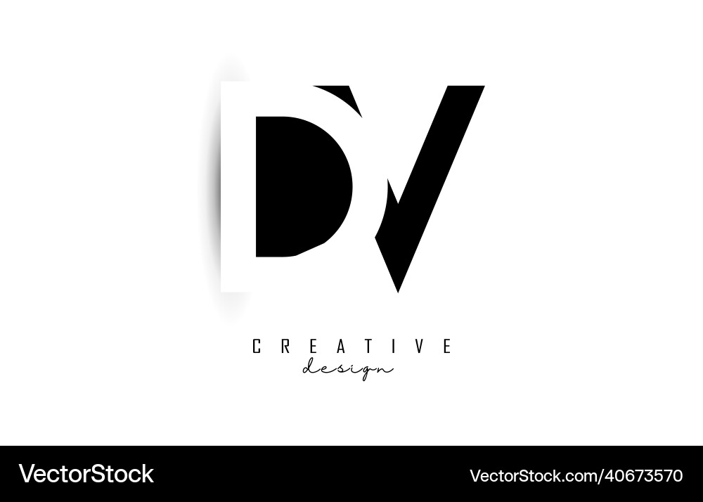 Letters dv logo with black and white negative Vector Image