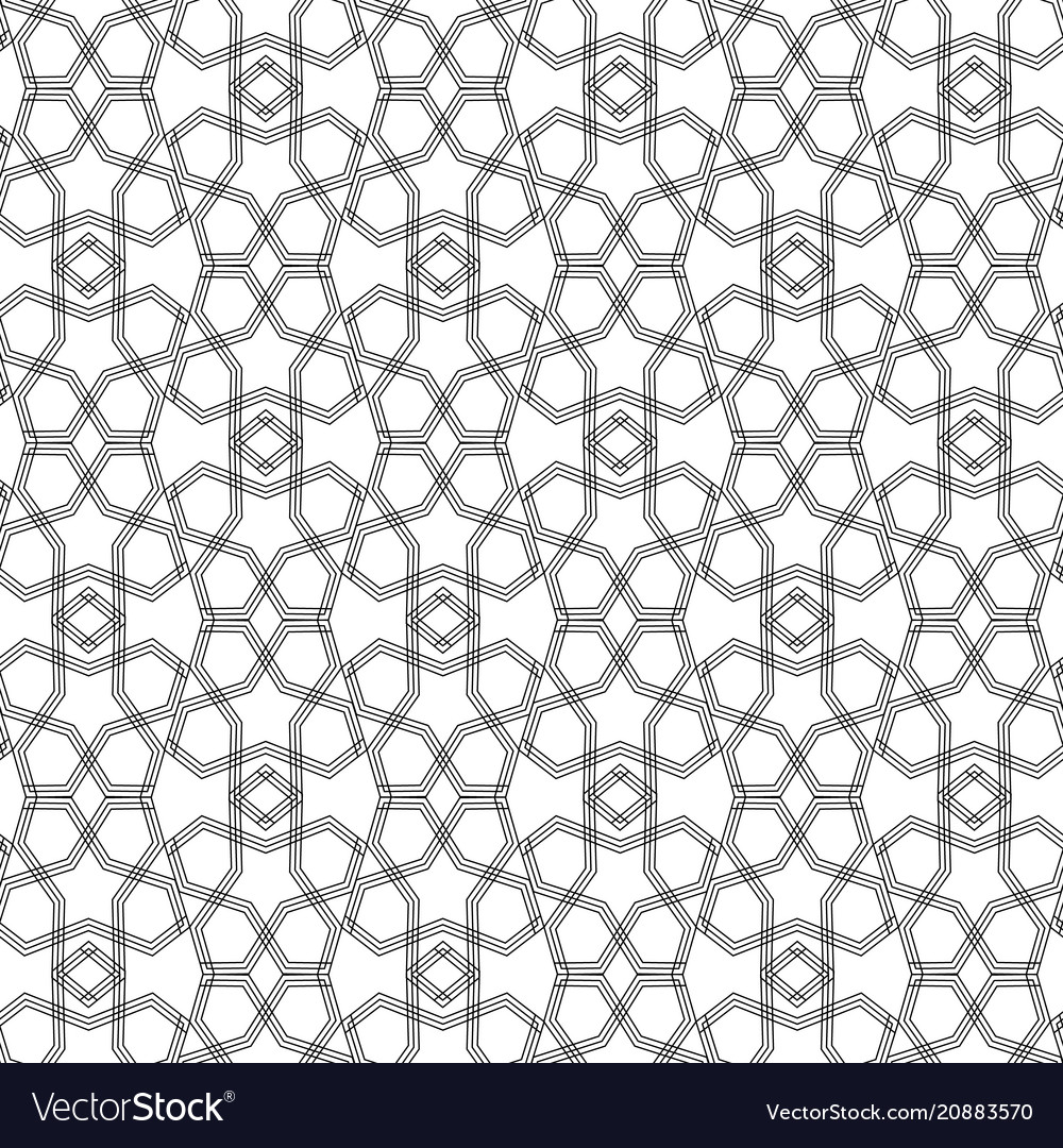 Seamless black and white hexagonal arabic muslim