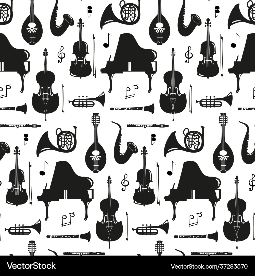 Seamless pattern with musical instruments Vector Image