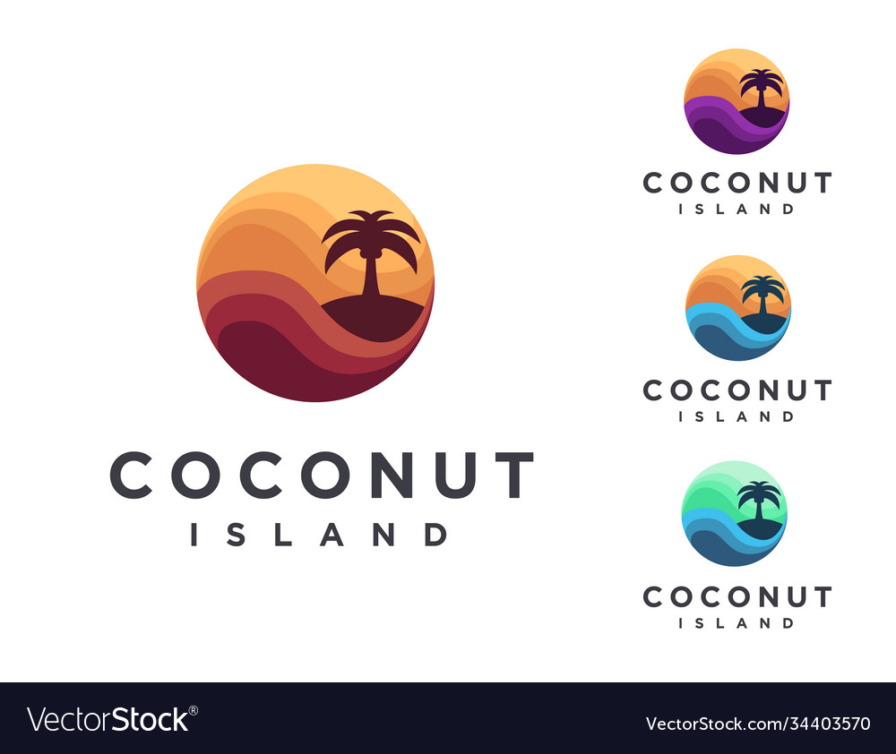 Set abstract travel logo with coconut tree vector image Set abstract travel logo with coconut tree