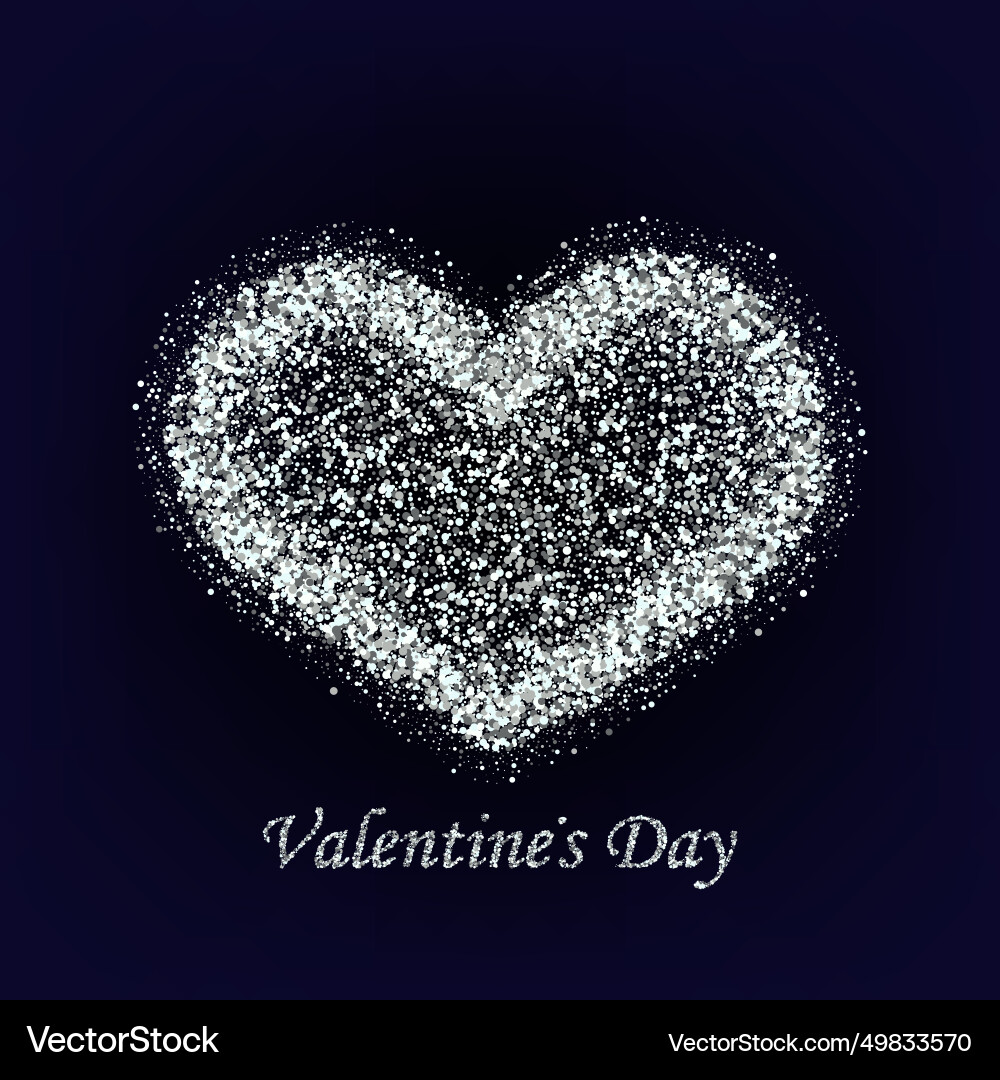 Silver dust on a black background in the shape Vector Image