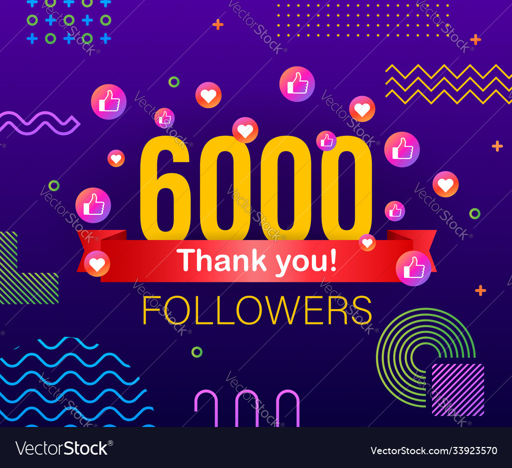 Thank you 6000 followers numbers congratulating