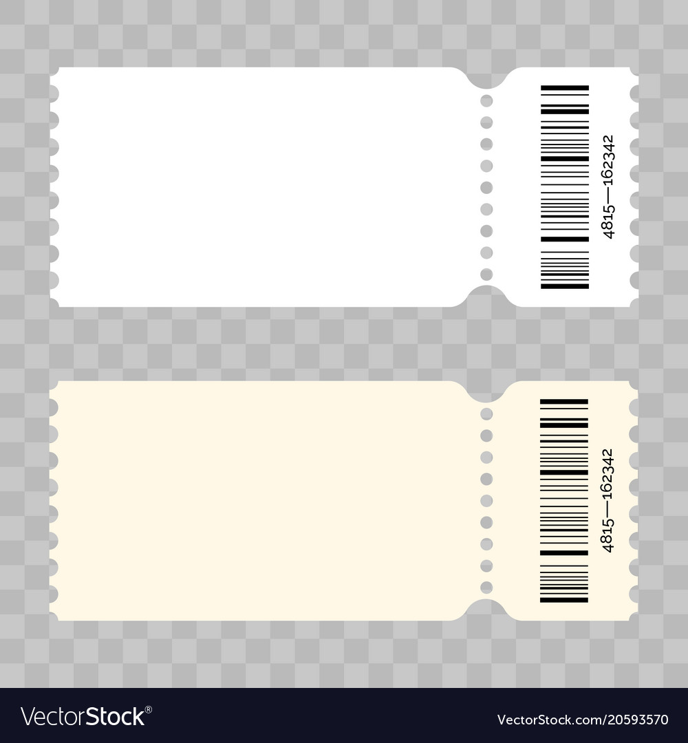 Ticket blank modern white template Royalty Free Vector Image