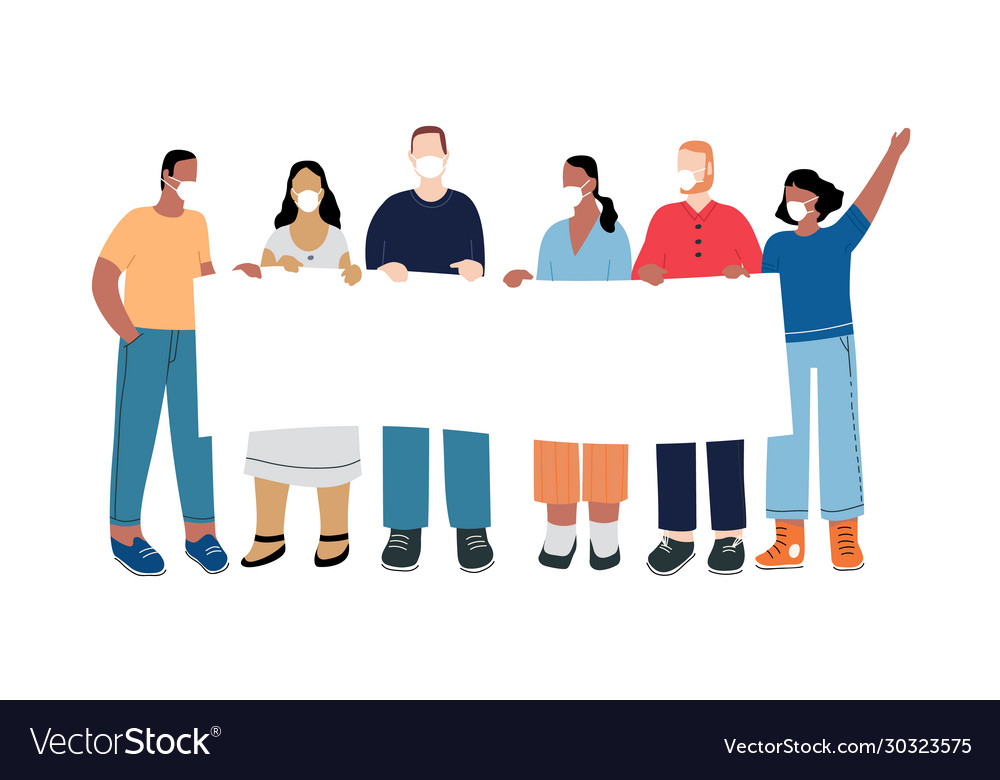 A group people protest with a transparency Vector Image