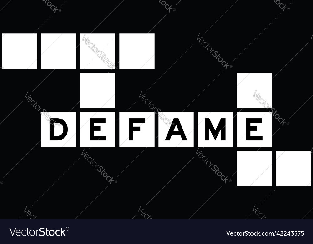 Alphabet letter in word defame on crossword