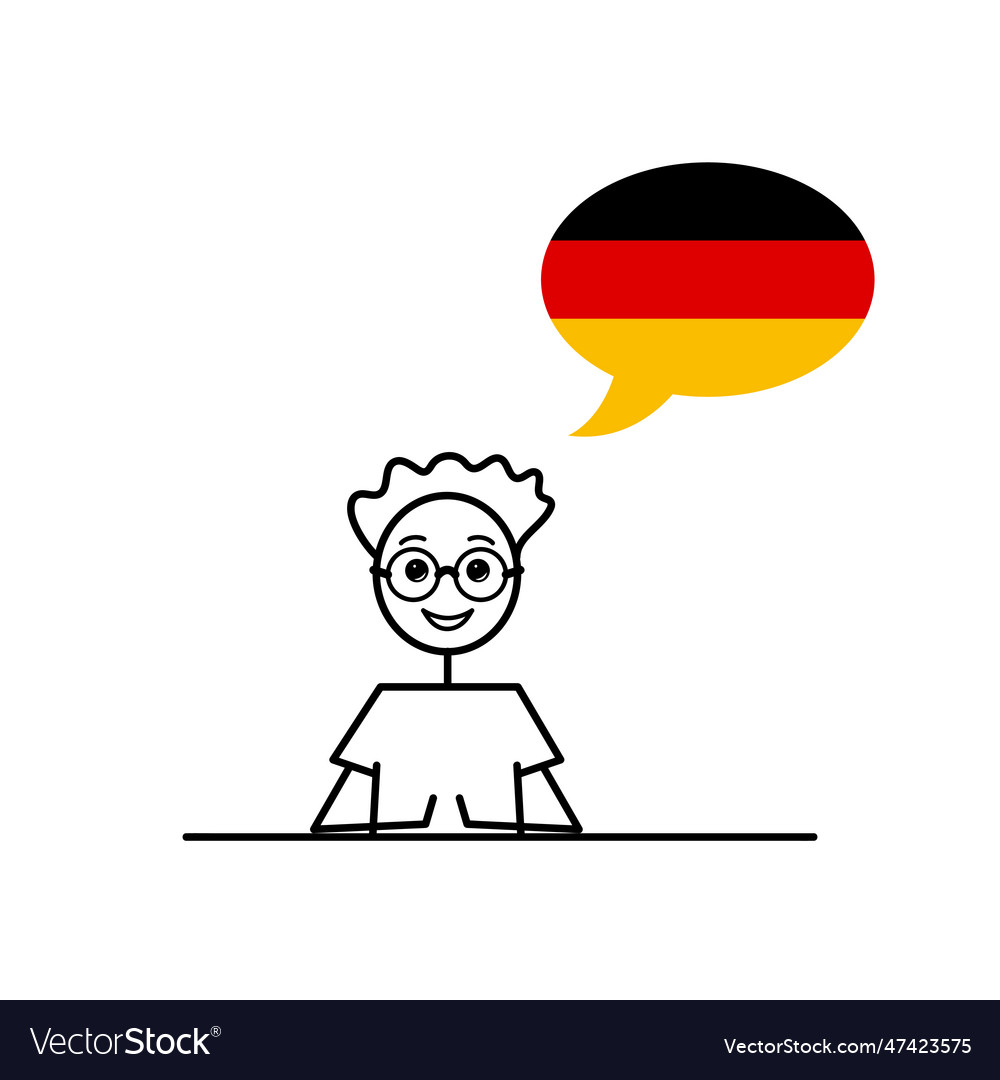 Deutsch speaking cartoon boy with speech bubble Vector Image