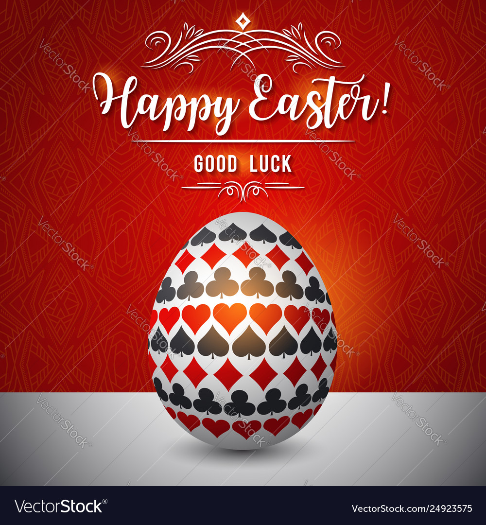 Easter greetings card with red and black gambling